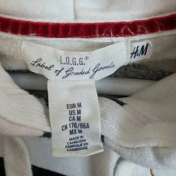 Women's H&M Blue and White Striped Sweatshirt SZ M Cotton - Picture 6 of 8